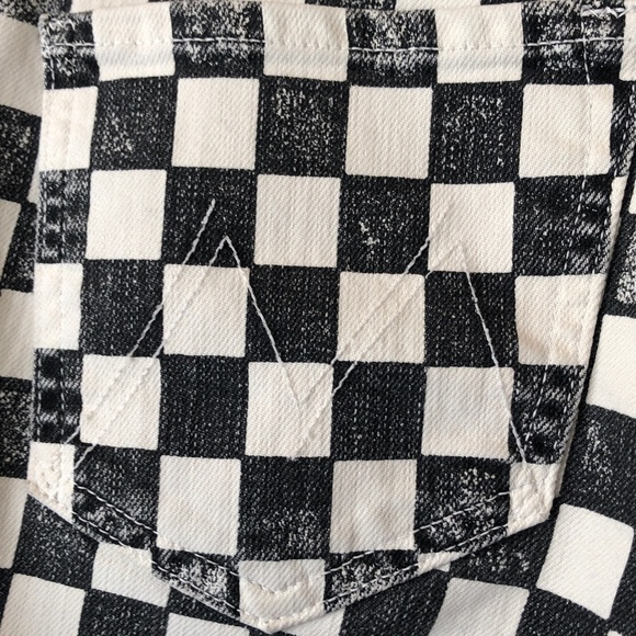 Mother The Insider Ankle Fray Playdate Black/White Checkerboard Print Jeans - Picture 13 of 14
